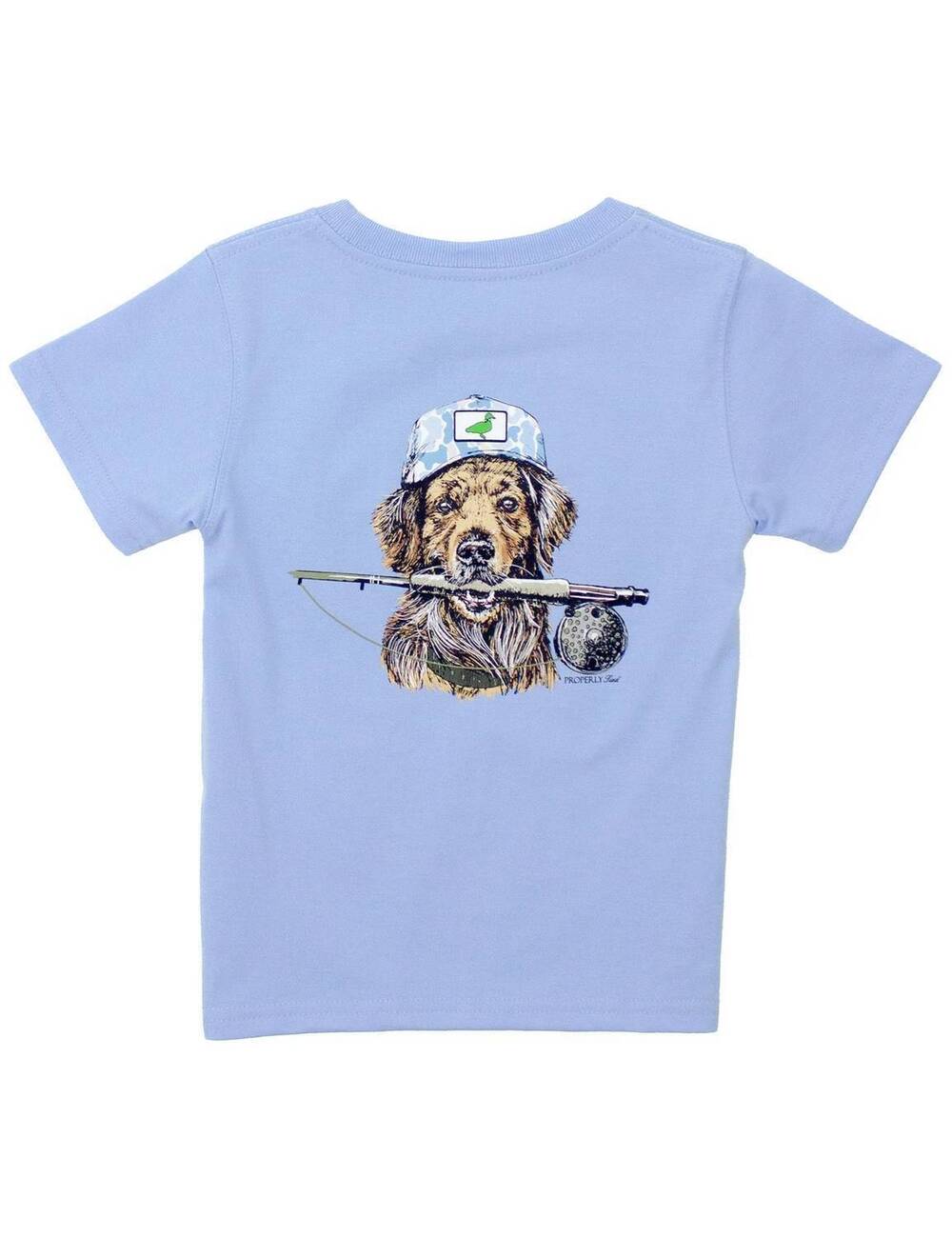 NEW PROPERLY TIED kid's fishing buddy short sleeve tee in light blue